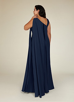 Azazie Franchesca Mother of the Bride Dresses Dark Navy Mermaid Pleated Stretch Chiffon Dress image10