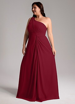 Azazie Brooke Brautjungfernkleider A-Linie One-Shoulder Chiffon Kleid Burgunderrot image12