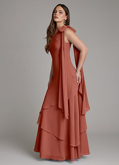 Azazie Monique Bridesmaid Dresses Auburn A-Line One Shoulder Chiffon Dress image7