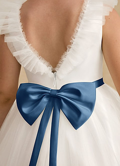 Azazie Amber Flower Girl Dresses Ivory Twilight A-Line Bow Tulle Dress image5
