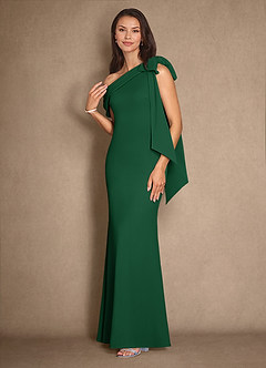 Azazie Myers vestidos de madre de la novia Vestido de Verde Oscuro de Crepé elástico de Sirena con Plisado image4