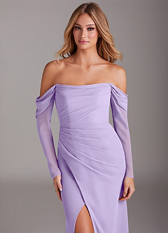 Azazie Hallie Bridesmaid Dresses Lilac Mermaid Long Sleeve Chiffon Dress image5