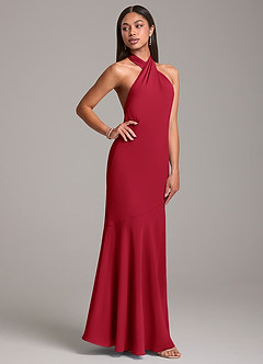 Azazie Lorena Bridesmaid Dresses Scarlet Mermaid Pleated Chiffon Dress image5