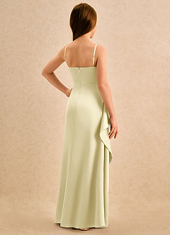 Azazie Cannoli Girls Formal Robe Demoiselle D'honneur Fillette Robe Trapèze en Satin extensible Plissée Sorbet Citron image2