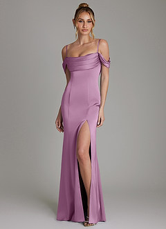 Azazie Nira Bridesmaid Dresses Wisteria Mermaid Corset Stretch Satin Dress image5