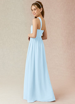 Azazie Jiya Junior Sky Blue A-Line Pleated Chiffon Dress image3