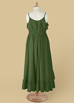 Azazie Karmen Blumenmädchenkleider A-Linie Gestreift Chiffon Kleid Olivgrün image9