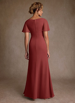 Azazie Suffolk Mère de la mariée Robes Robe Trapèze en Mousseline de soie Plissé Terracotta image3