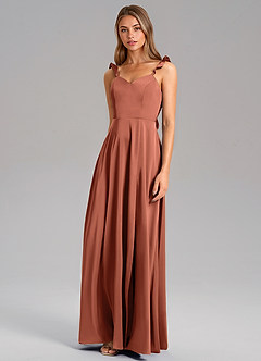 Azazie Everett Bridesmaid Dresses Clay A-Line Stretch Satin Dress image4