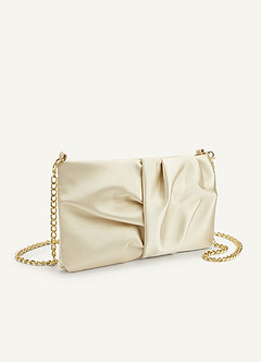 front Borsa a tracolla in raso plissettato