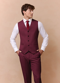 front James Burgundy Structured Stretch 3-piece suit
