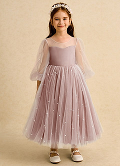 Azazie Trudy Flower Girl Dresses Cedar Rose Ball-Gown Sweetheart Neckline Tulle Dress image6