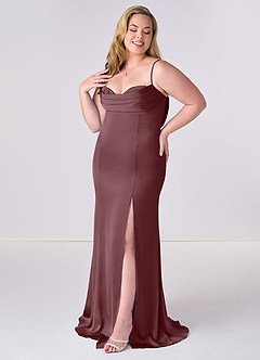 Barbie ♥ Azazie Bridesmaid Dresses Sangria Mermaid Corset Stretch Satin Dress image9