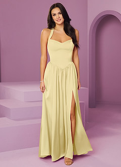 Barbie ♥ Azazie Bridesmaid Dresses Lemon Sorbet A-Line with Pockets Stretch Satin Dress image1