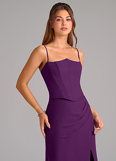 Azazie Jenine Bridesmaid Dresses Grape Mermaid Strapless Chiffon Dress image2