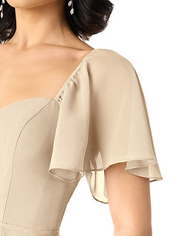 Azazie Chloe Robes de demoiselle d'honneur Robe Trapèze en Mousseline de soie Encolure en Forme de Cœur Champagne image6
