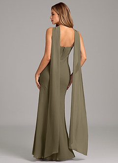 Azazie Kinsley Bridesmaid Dresses Willow Green Mermaid Pleated Chiffon Dress image2