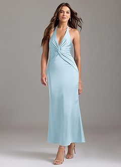 Azazie Valerie Bridesmaid Dresses Sky Blue Mermaid Pleated Stretch Satin Dress image3