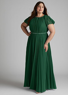 Azazie Kara Modest Bridesmaid Dresses A-Line Pleated Chiffon Floor-Length Dress image13