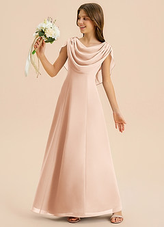 Azazie Lambie Junior English Rose A-Line Pleated Chiffon Dress image2