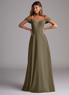 Azazie Marley Abiti da Damigella Abito Convertibile A-Line in Chiffon a Spalla Scoperta Willow Green image4