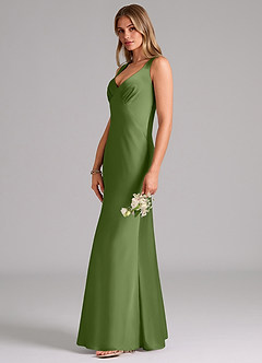 Azazie Kamila Bridesmaid Dresses Juniper A-Line Pleated Stretch Satin Dress image6