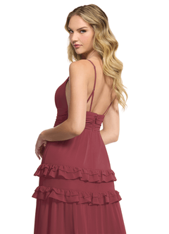 Azazie Rachel Bridesmaid Dresses Merlot A-Line Chiffon Dress image5