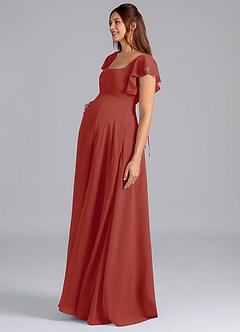 Azazie Bondi Abiti da damigella d'onore premaman Abito A-Line Increspato Chiffon Floor-Length image4