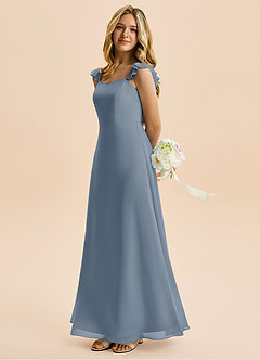 Azazie Mavie Junior Abito A-Line in Chiffon Increspato Crepuscolo image3