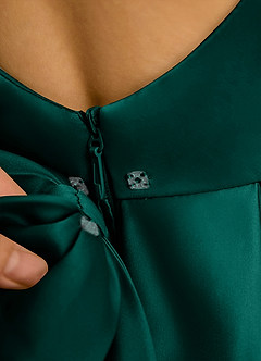 Azazie Babs Blumenmädchenkleider Ballkleid Plissee Matte Satin Kleid Kiefer image7