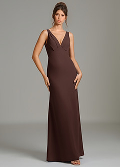 Azazie Leticia Bridesmaid Dresses Ganache Sheath Pleated Chiffon Dress image4