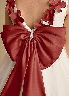 Azazie Lona Jurken voor bloemenmeisjes A-Lijn Jurk van Mat Satijn Boog Ivoor Terracotta image5