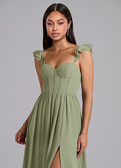 Azazie Denisse Suknie dla druhen Linia A Marszczony Szyfon Do ziemi Sukienka image6