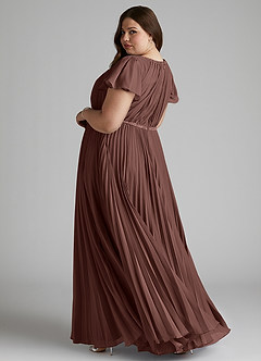 Azazie Kara Modest Bridesmaid Dresses A-Line Pleated Chiffon Floor-Length Dress image11