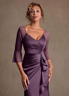 Azazie Nampa Klänningar till brudens mor Klä Tubklänning i Maska Plisserad Plommon image5