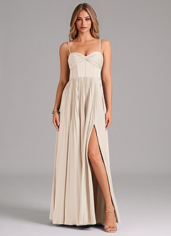 Azazie Tyla Bridesmaid Dresses White Alabaster A-Line Sweetheart Neckline Stretch Satin Dress image1