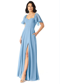 Azazie Chloe Bridesmaid Dresses Powder Blue A-Line Sweetheart Neckline Chiffon Dress image5