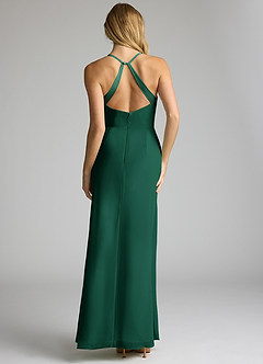 Azazie Becca Bridesmaid Dresses Emerald Sheath V-Neck Chiffon Dress image5