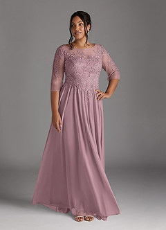 Azazie Harriet Mother of the Bride Dresses Dusty Rose A-Line Scoop lace Mesh Dress image7