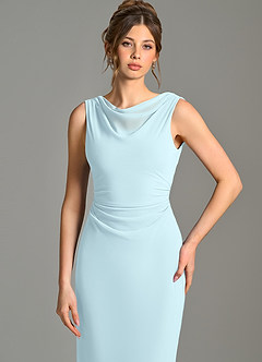 Azazie Kieryn Bridesmaid Dresses Cloud Blue Mermaid Pleated Chiffon Dress image6
