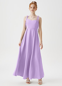 Azazie Rosey Junior A-Linie Herzausschnitt Stretch-Satin Kleid Flieder image4