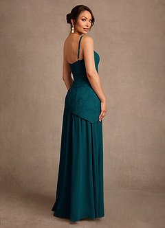 Azazie Flossie 신부의 어머니 드레스 A라인 주름진 쉬폰 플로어 길이 드레스 image5