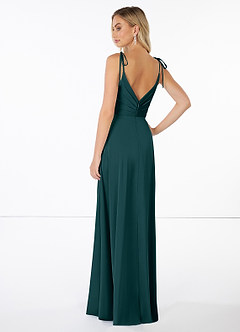 Azazie Noemi Final Sale Cedar Rose A-Line Pleated Stretch Satin Dress image4