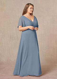 Azazie Alessa Mother of the Bride Dresses Twilight A-Line V-Neck Pleated Chiffon Dress image4