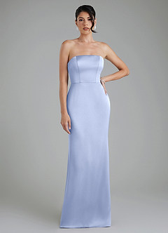 Azazie Tyler Robes de demoiselle d'honneur Robe Fourreau Convertible en Satin extensible Sans bretelles Eis image5