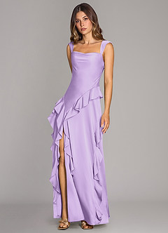 Azazie Sloane Brautjungfernkleider A-Linie Herzausschnitt Stretch-Satin Kleid Flieder image4