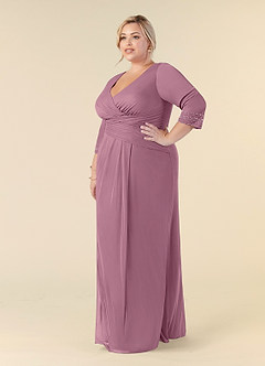 Azazie Rosena Mother of the Bride Dresses Vintage Mauve Sheath Pleated Mesh Dress image9