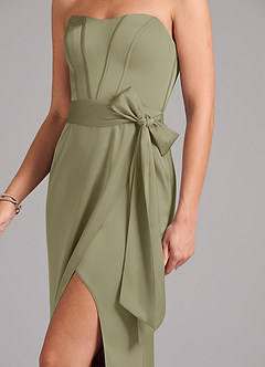 Azazie Jamie Bridesmaid Dresses Pistachio A-Line Strapless Stretch Satin Convertible Dress image7