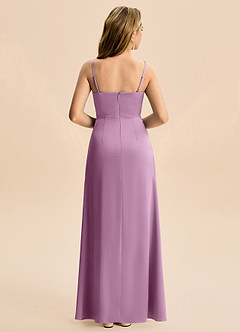 Azazie Abby Junior Robe Fourreau en Satin extensible Plissée Glycine image2