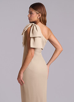 Azazie Yuanna Bridesmaid Dresses Taupe Mermaid One Shoulder Chiffon Dress image8